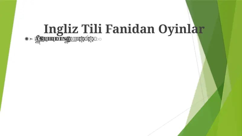 Ingliz Tili Fanidan Oyinlar