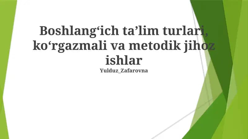 Boshlangʻich taʼlimda matematika usullari