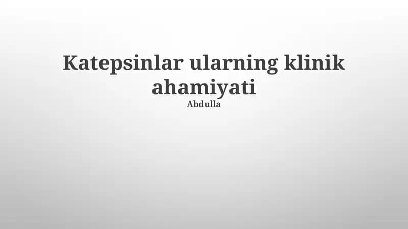 Katepsinlar ularning klinik ahamiyati