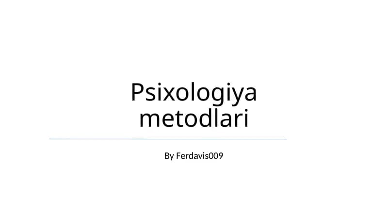 Psixologiya metodlari