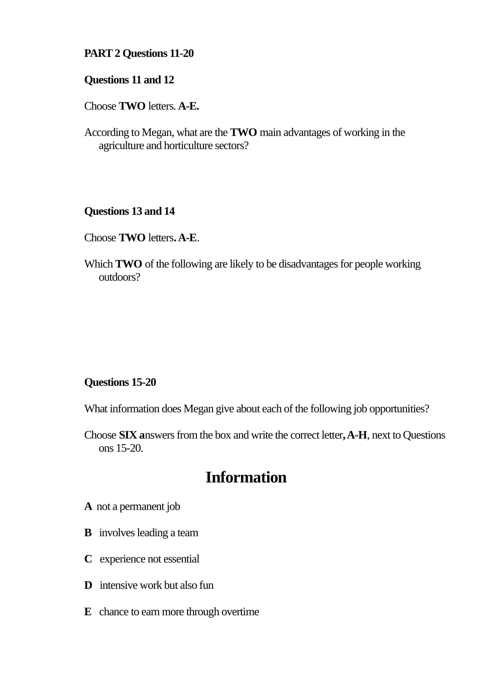 Job opportunities