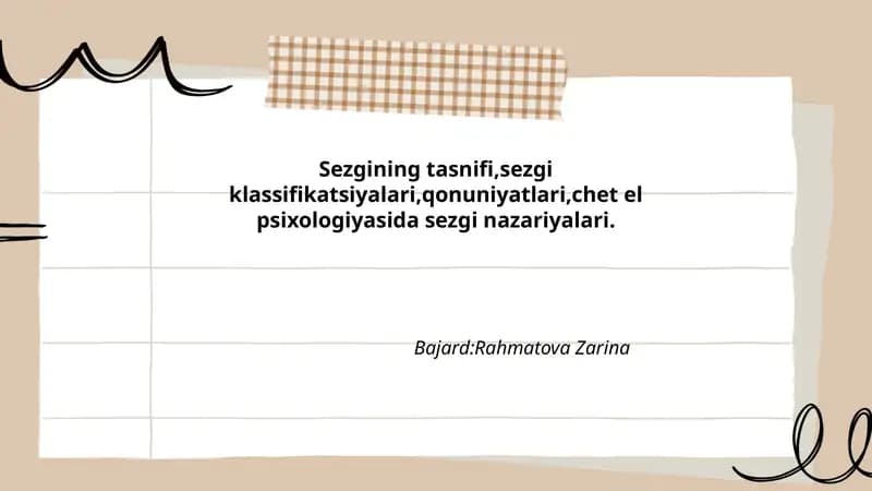 Sezgining tasnifi va klassifikatsiyalari