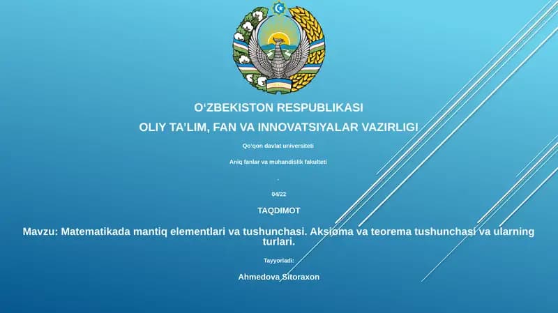 Matematikada mantiq elementlari va tushunchasi