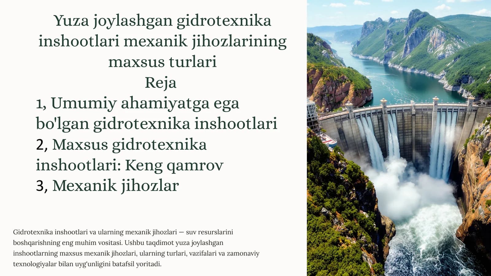 Gidrotexnika inshootlari Mexanik Jihozlarining Maxsusturlari