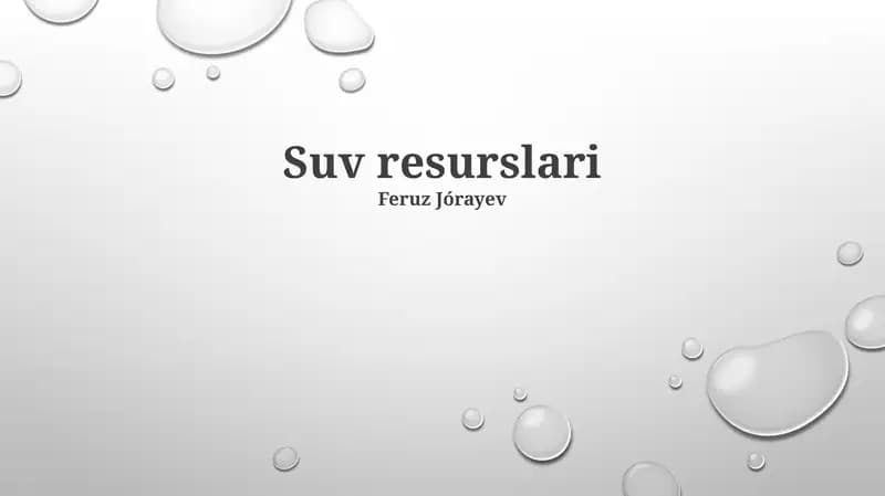 SUV resurslaridan foydalanish samaradorligi