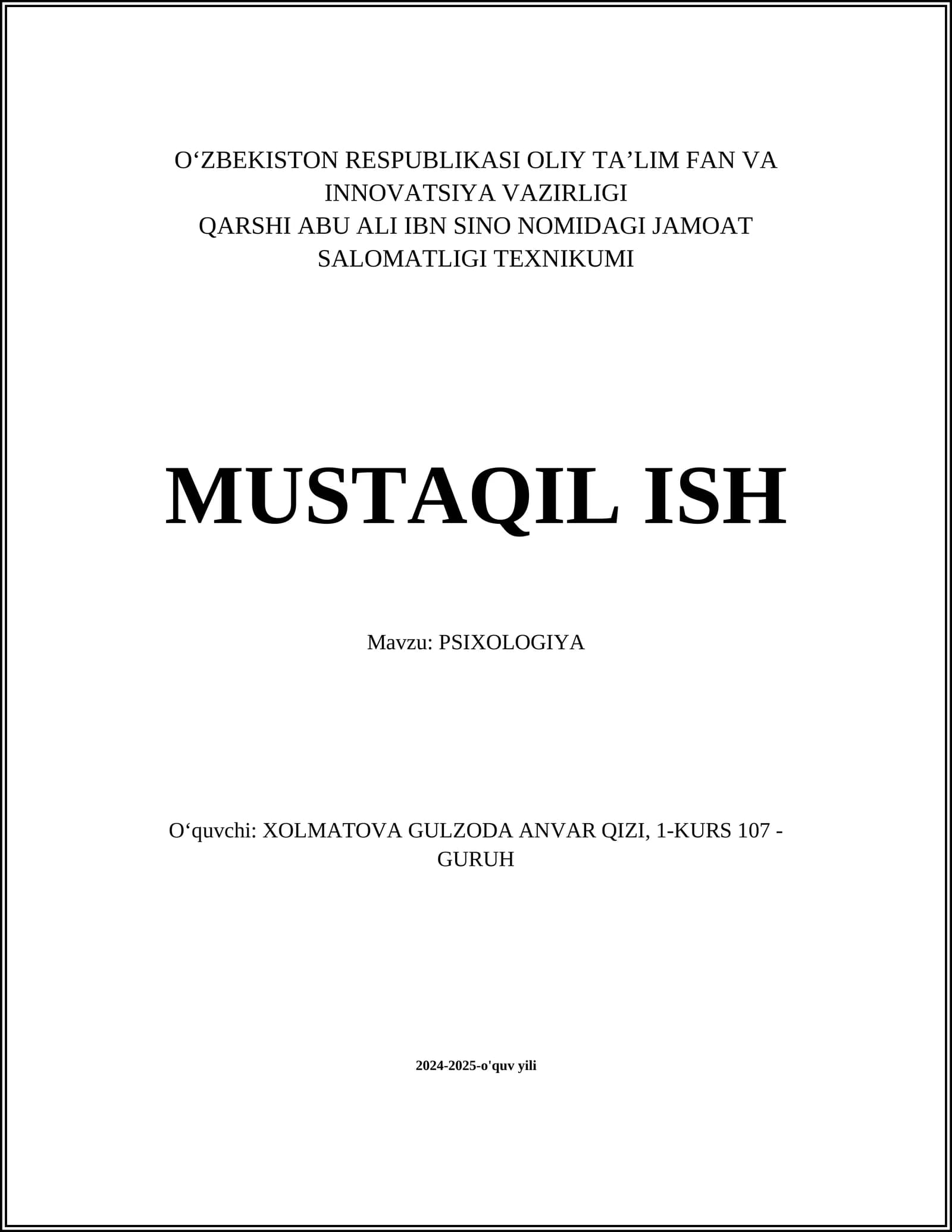 PSIXOLOGIYA