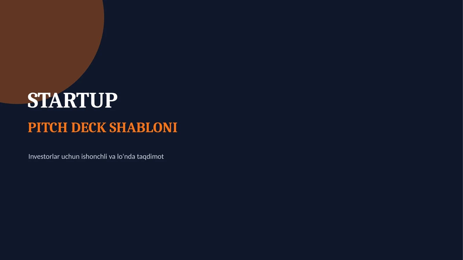 STARTUP PITCH DECK SHABLONI