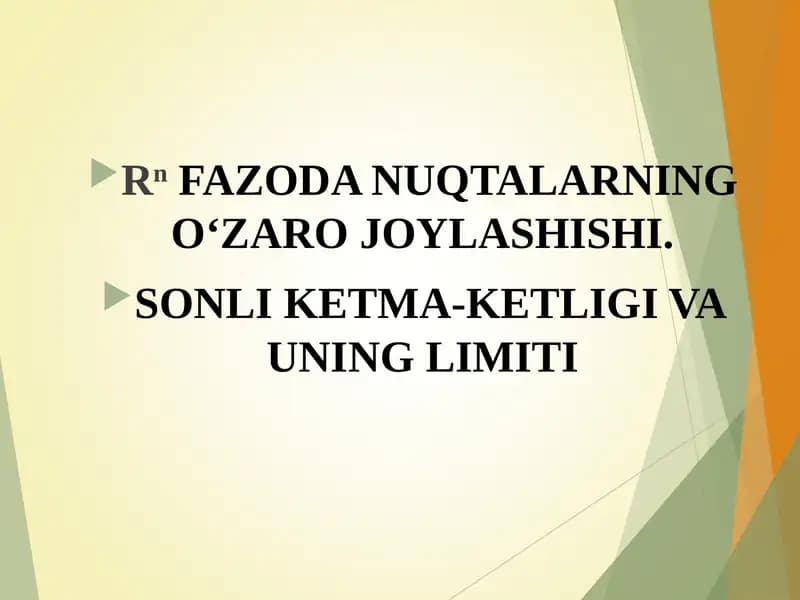 Rn FAZODA NUQTALARNING О‘ZARO JOYLASHISHI.