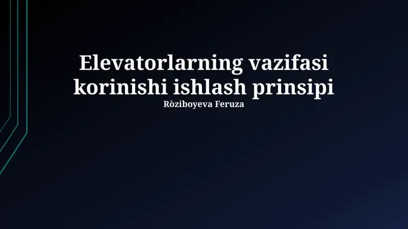 Лифтларнинг ишлаш принципи