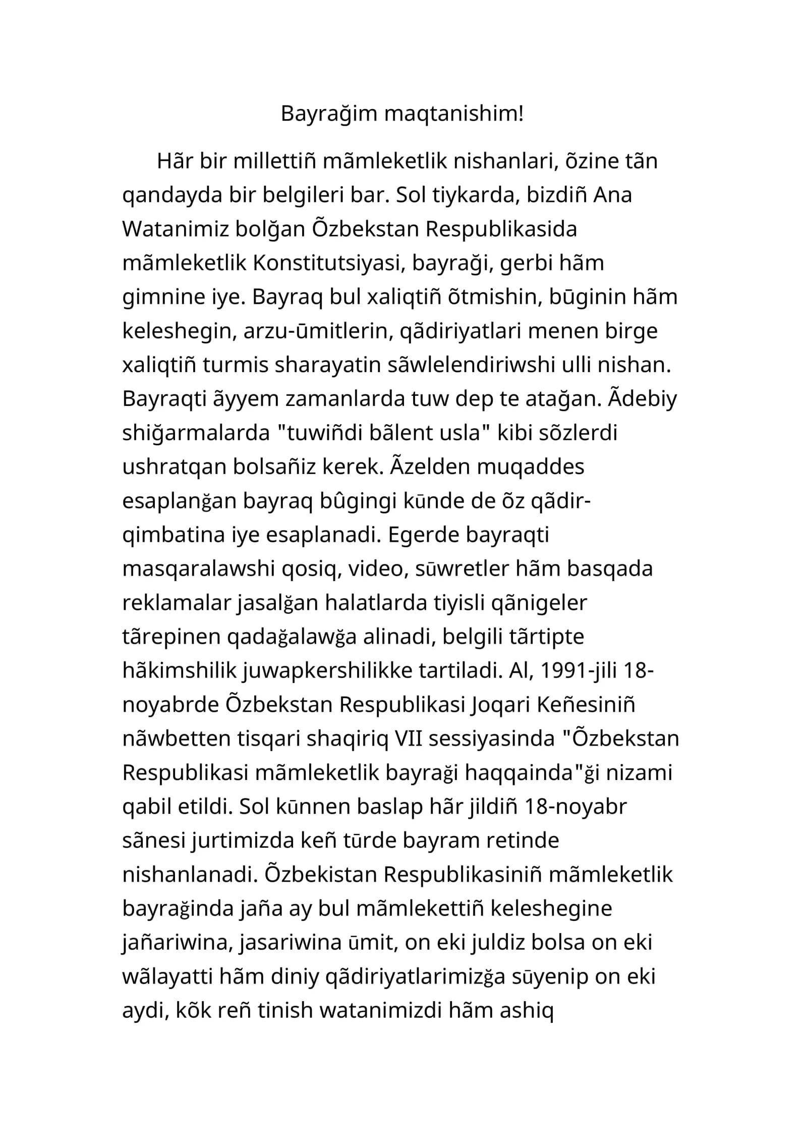 Bayrağim maqtanishim!
