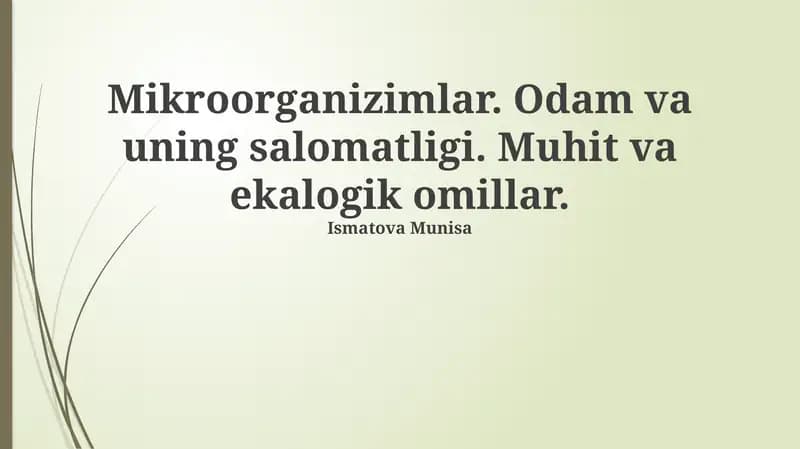 Mikroorganizmlar va Inson Salomatligi