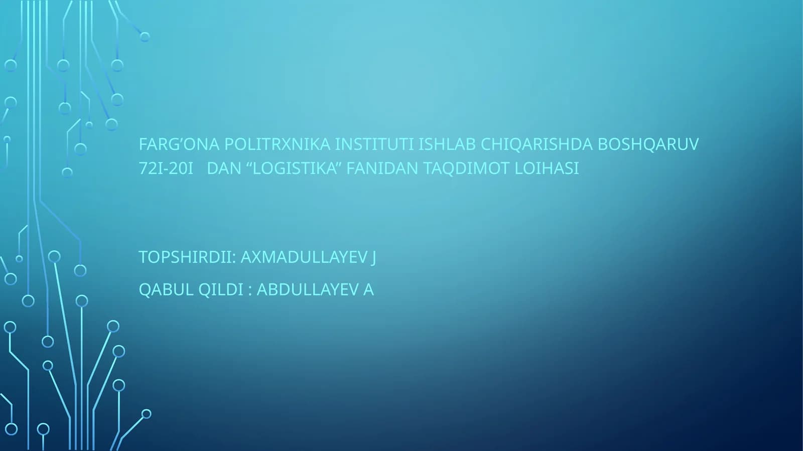 Logistikani Vazifalari va konsepsiyasi
