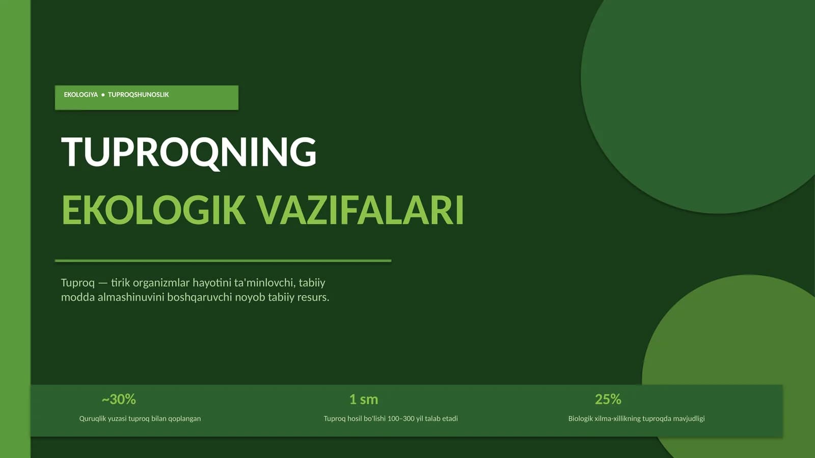 Tuproqning ekologik vazifalari