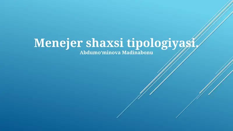 Menejer shaxsi tipologiyasi