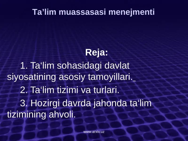 Tа’lim muаssаsаsi mеnеjmеnti