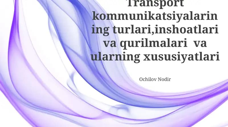 Transport Kommunikatsiyalarining turlari