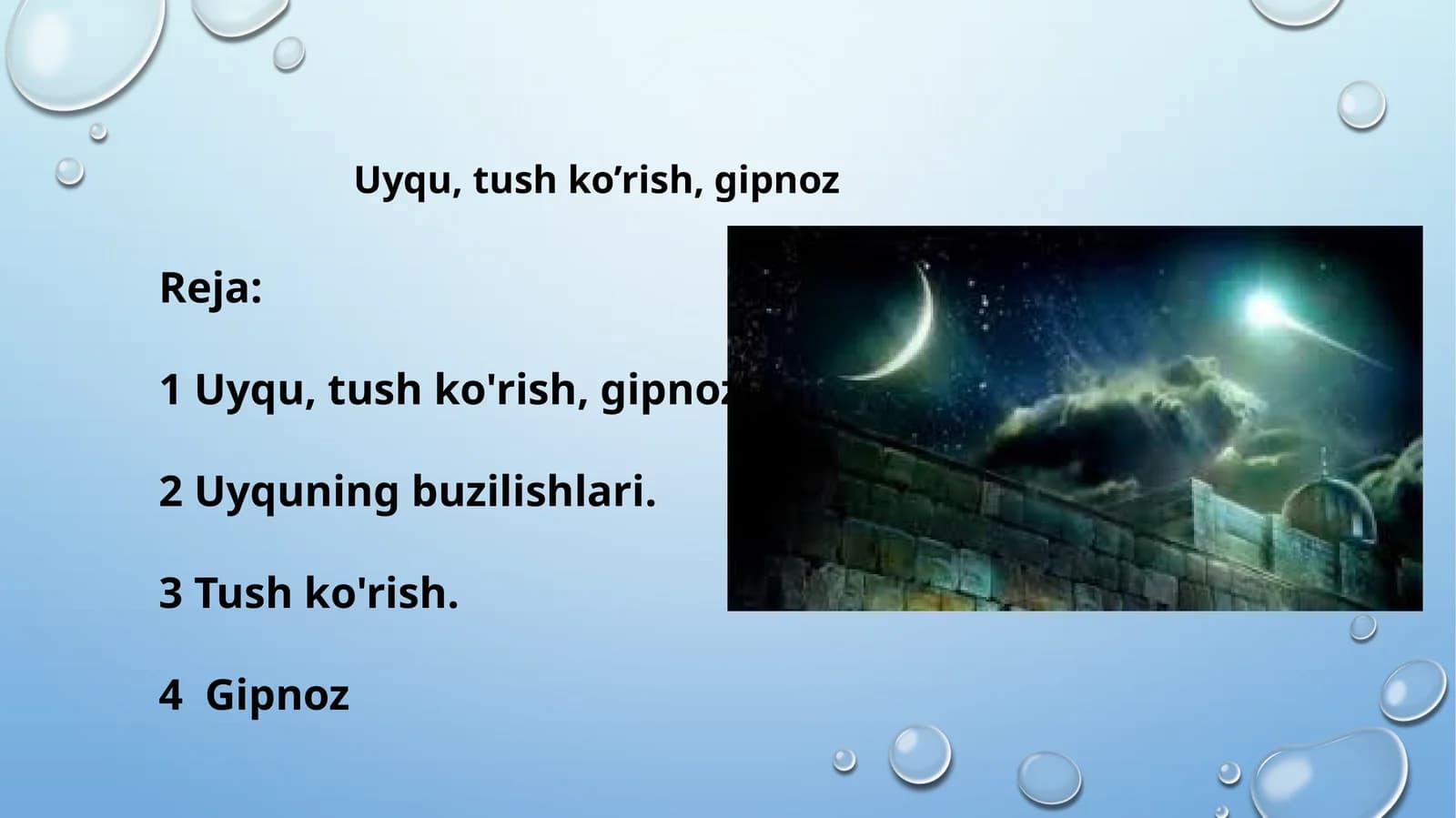 Uyqu, tushko’rish,gipnoz