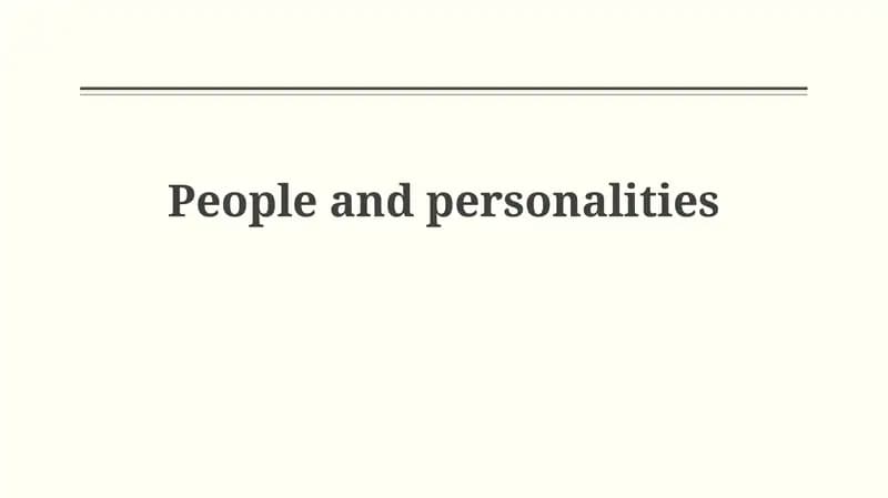 Understanding Personality: Theories and Traits