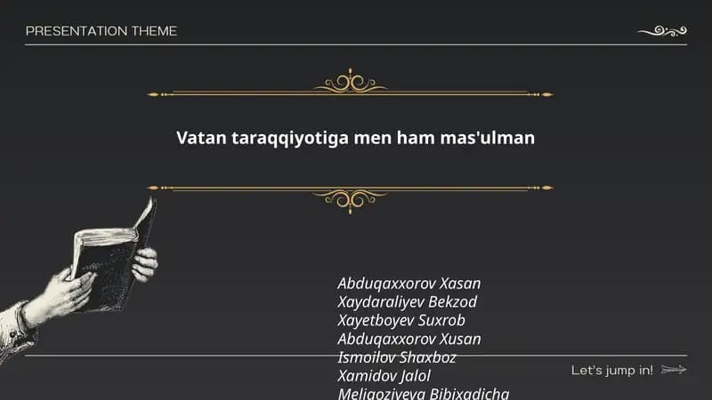 Vatan taraqqiyotiga men ham mas'ulman