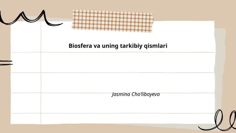 Biosfera va uning tarkibiy qismlari