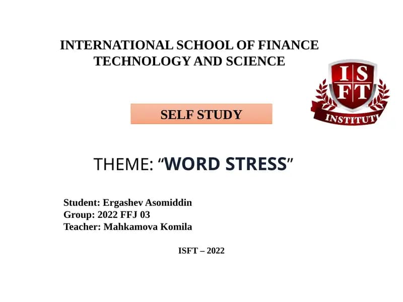 WORD STRESS