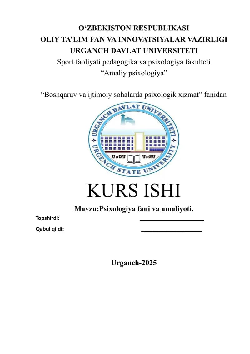 Psixologiya fani va amaliyoti