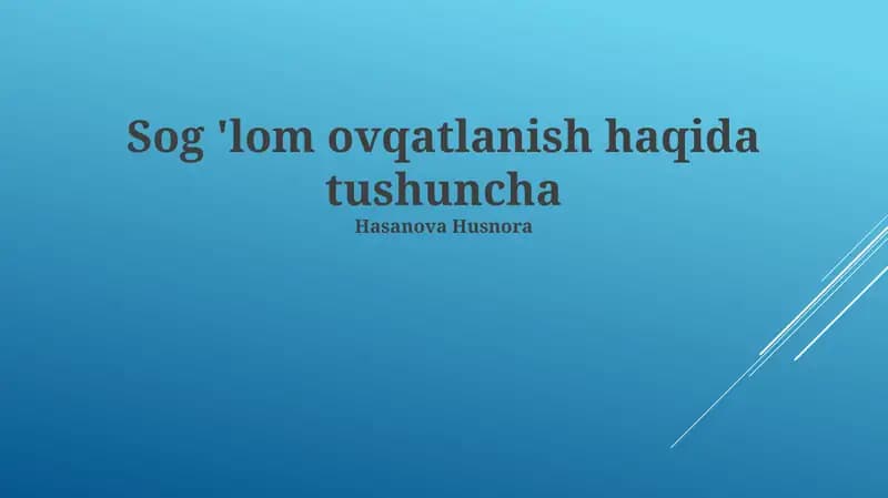Sog'lom Ovqatlanish