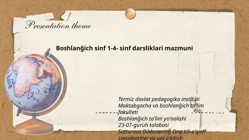 Boshlanĝich sinf 1-4- sinf darsliklari mazmuni