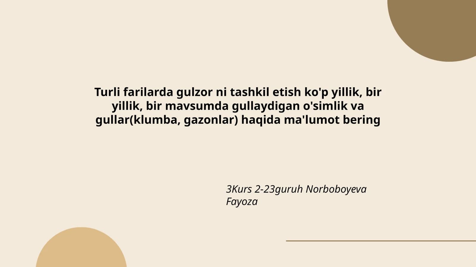 Gulzor ni tashkil etish