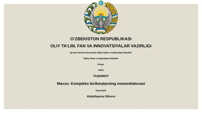 Kompleks birikmalarning nomenklaturasi