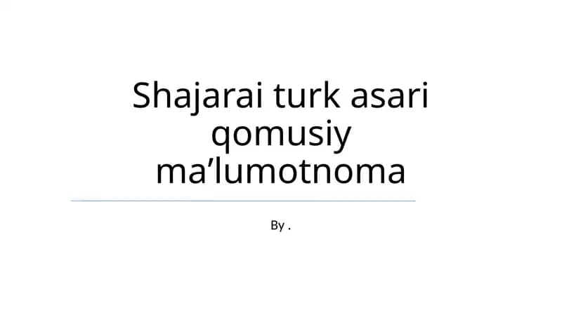 Shajarai turk asari qomusiy maʼlumotnoma