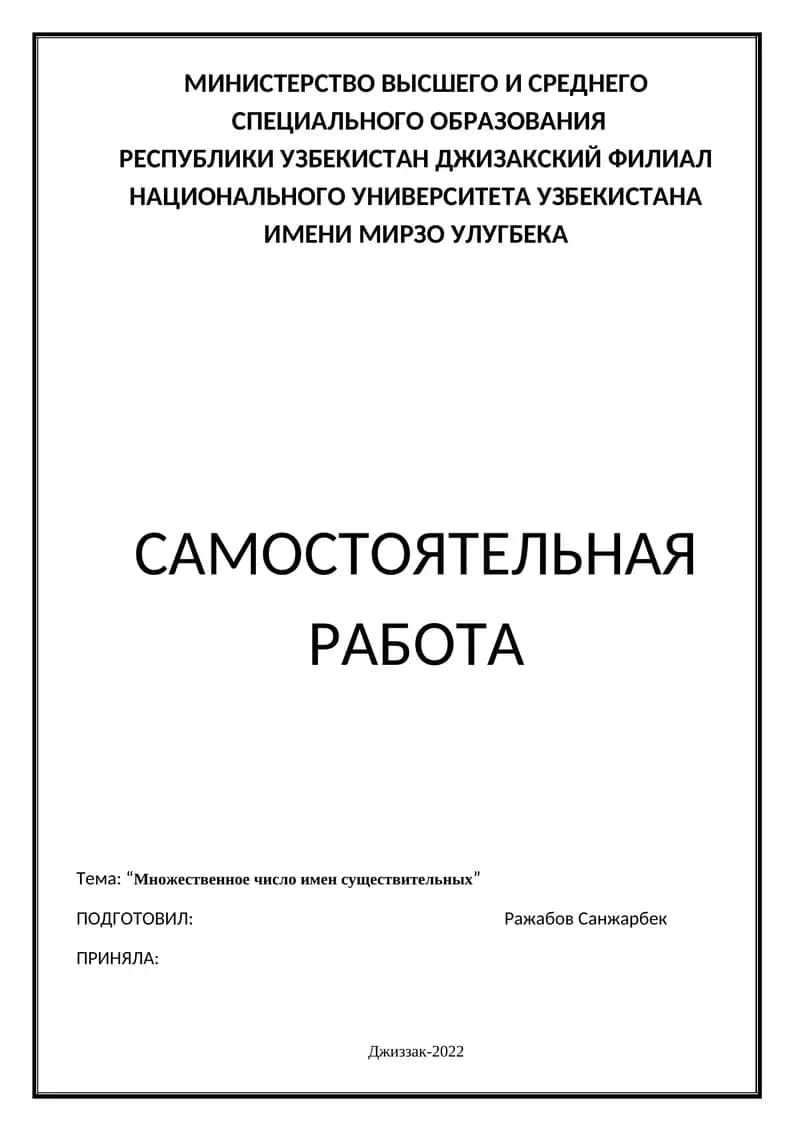 Множественное число имен существительных