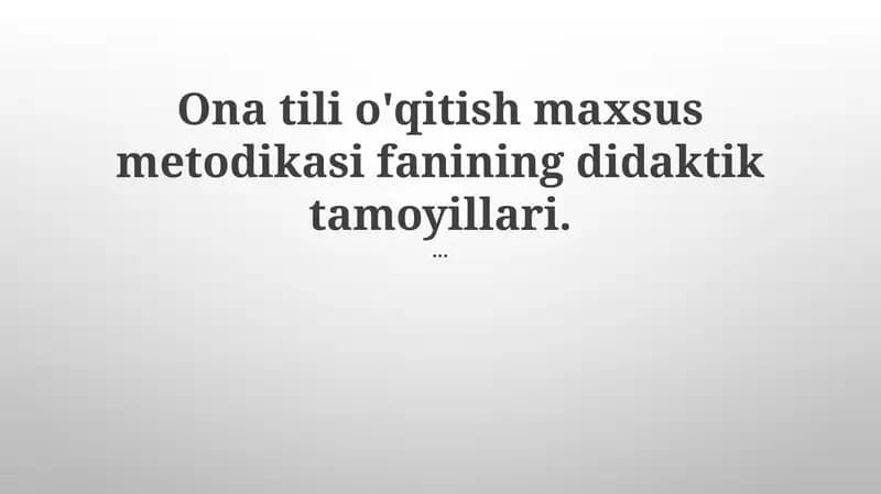 Ona tili O'qitish Metodikasi