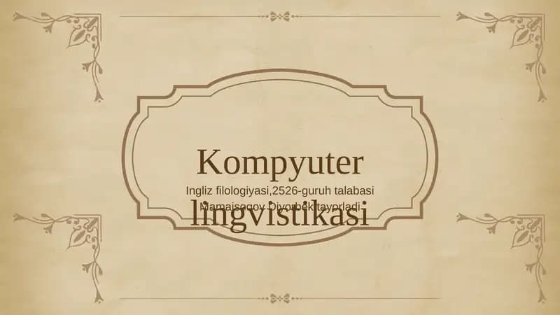 Kompyuter lingvistikasi tarmoqlari