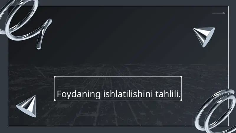 Foydaning ishlatilishini tahlili