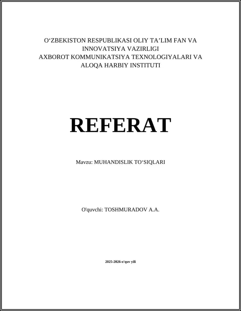 MUHANDISLIK TOʻSIQLARI