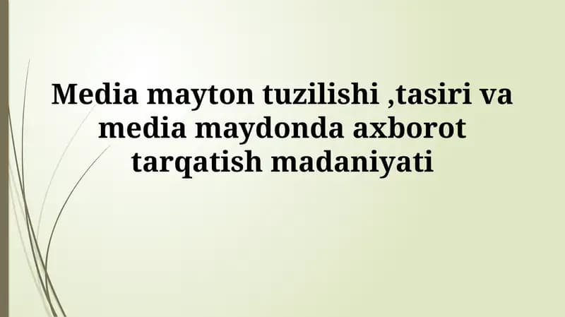 Ommaviy axborot vositalari tuzilishi