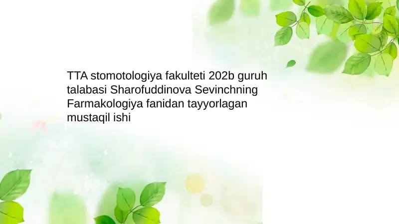 Tropikamid dori vositasining farmakologiyasi