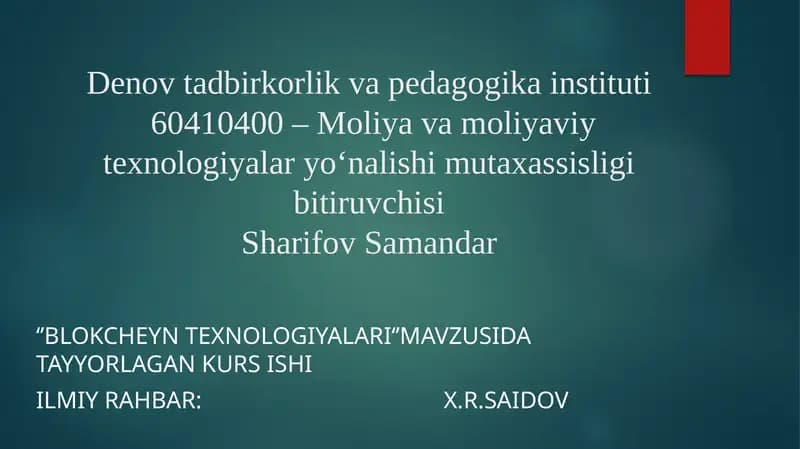 Blokcheyn texnologiyalari