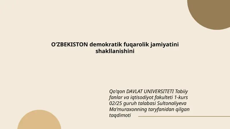 Sultonaliyeva Maʼmuraxonning taryfanidan qilgan taqdimoti