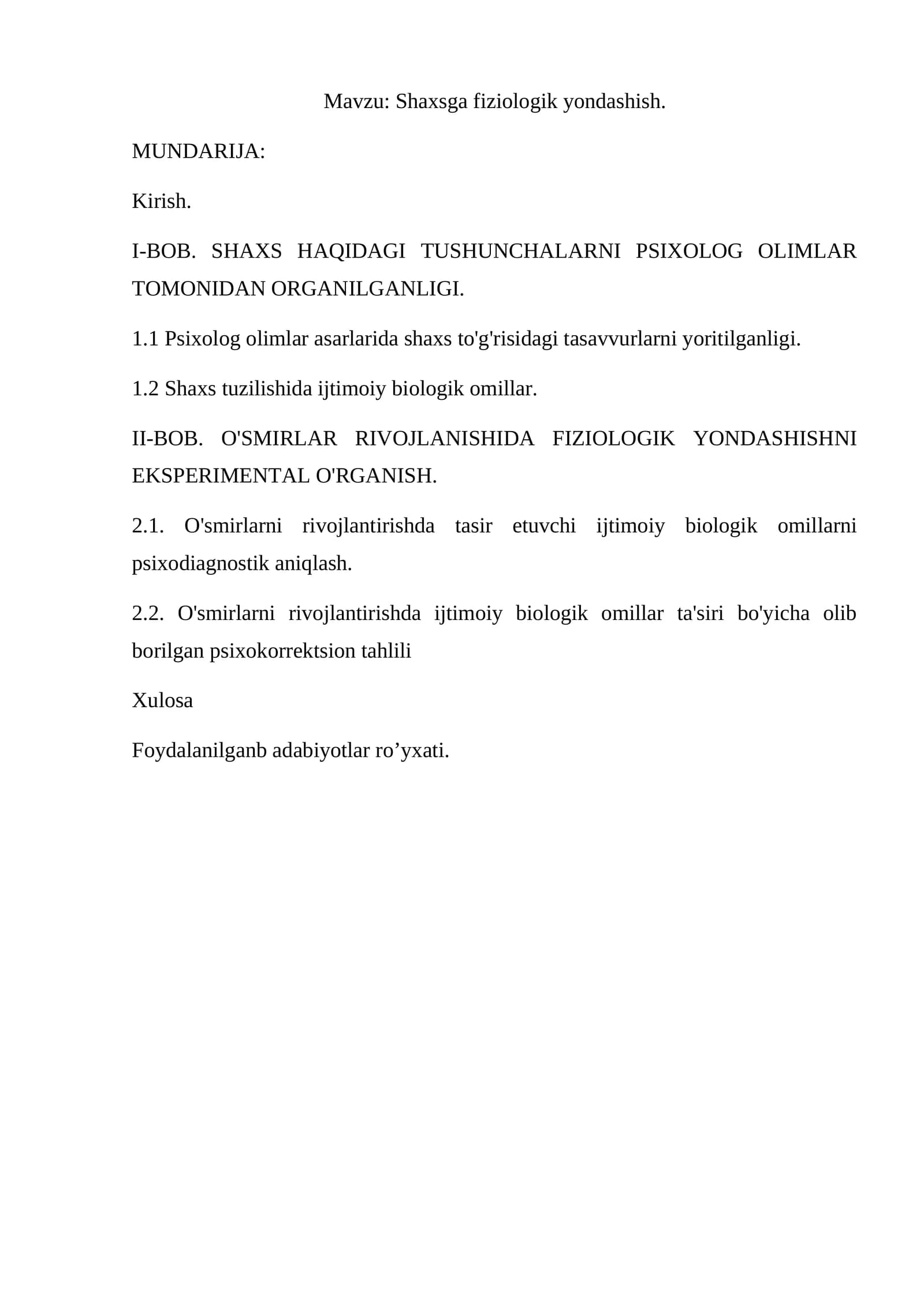 Shaxsga fiziologik yondashish