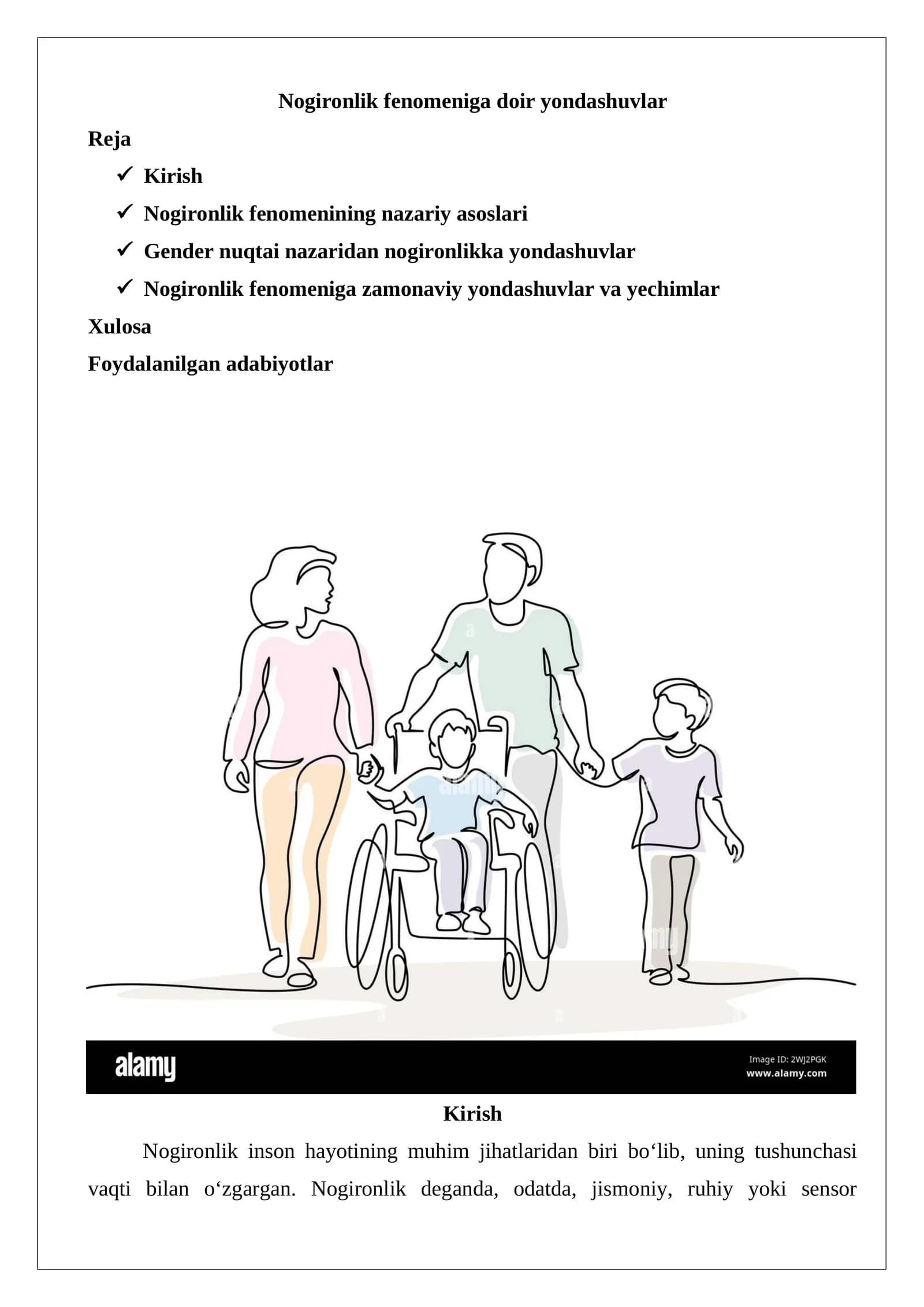 Nogironlik fenomeniga doir yondashuvlar
