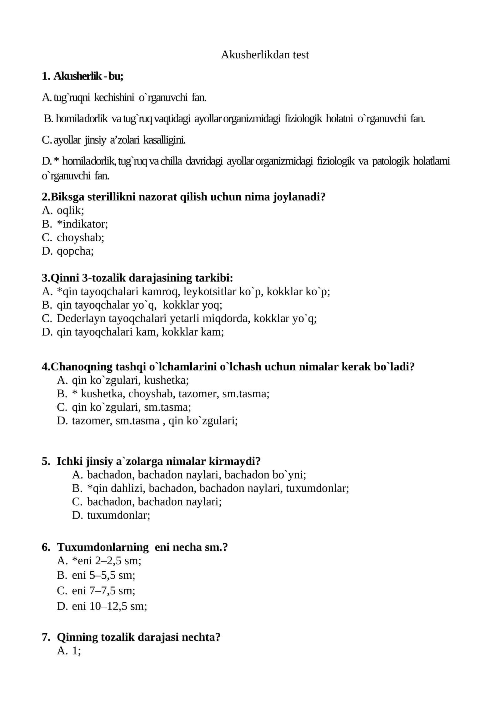 Akusherlikdan test
