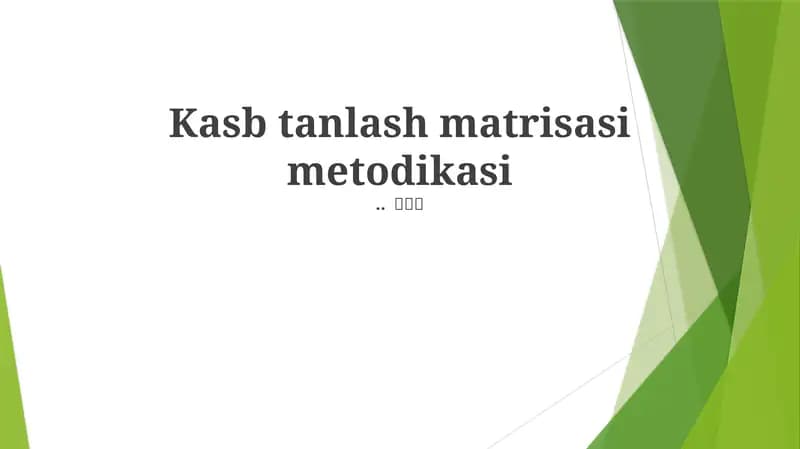 Karyera Tanlov Matritsasi Metodologiyasi