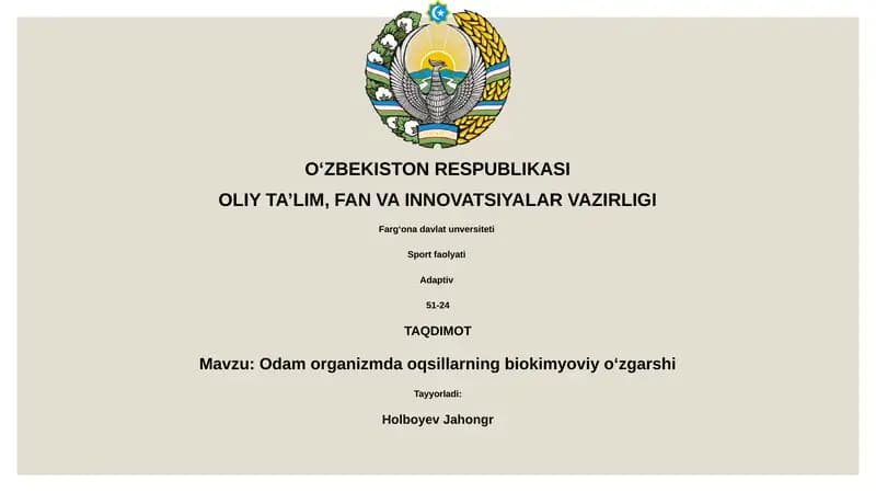 Oqsillarning biokimyoviy o'zgarishi