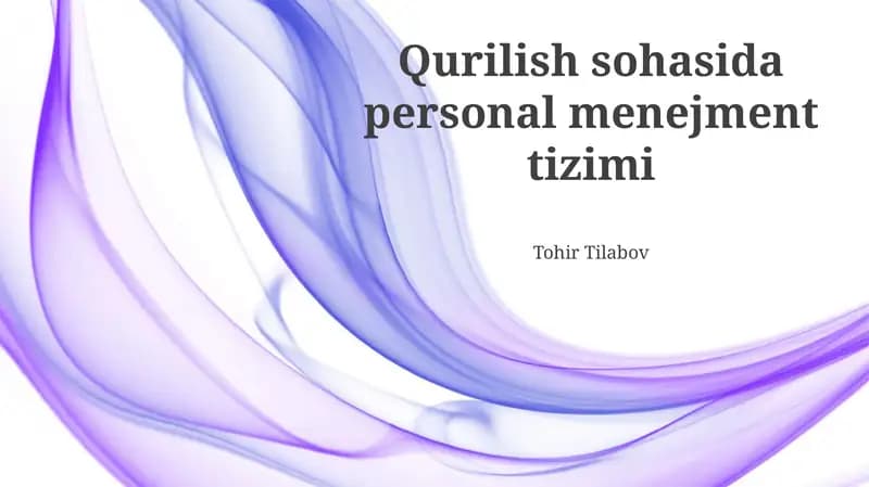 Qurilish sohasida personal menejment tizimi