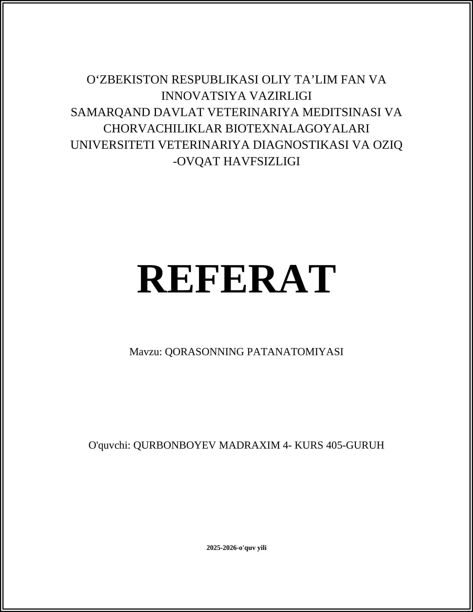 QORASONNING PATANATOMIYASI