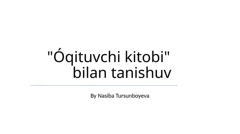 Óqituvchi kitobi