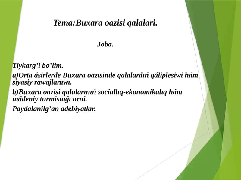 Buxara oazisi qalalari