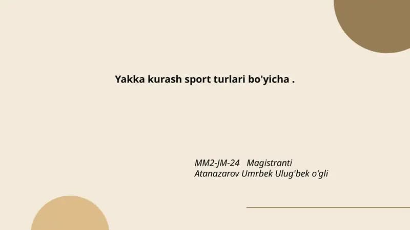 Yakka kurash sport turlari bo'yicha